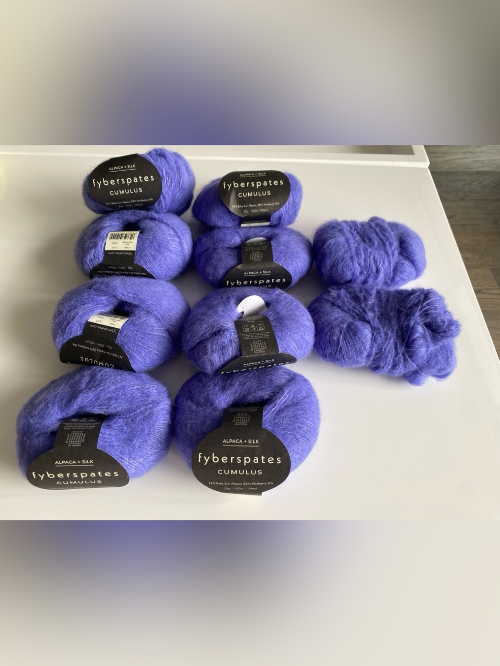 Fyberspates Cumulus Suri Alpaca + Silk Yarn in Sugar Violets 10 Skiens